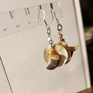 Abalone shell coyote claw earrings